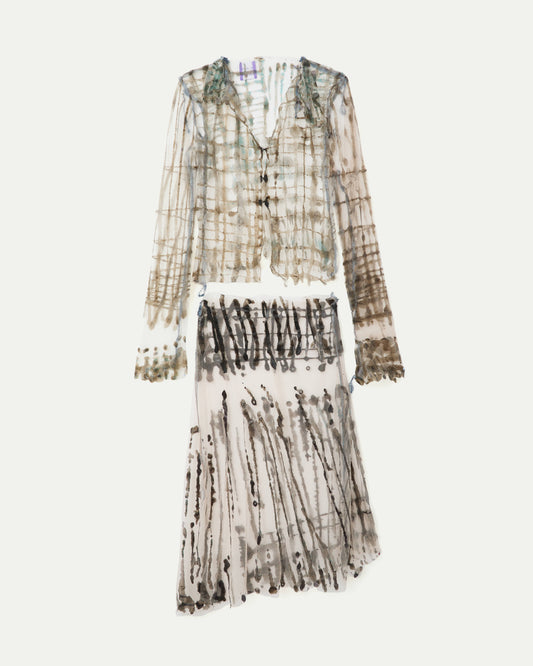 s0s  Chevron set Shirt and long skirt